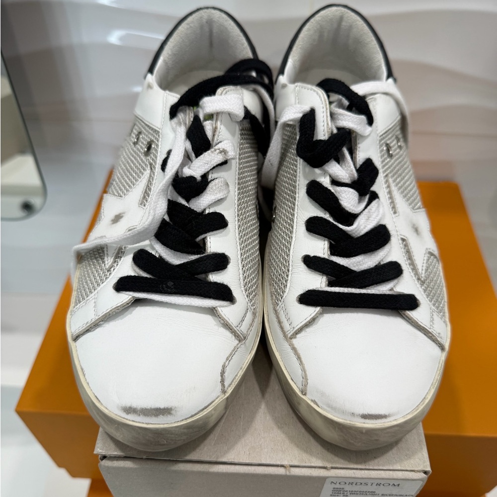 Golden Goose White and Black Sneakers